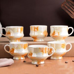 The Earth Store Handcrafted Ceramic Flicker Zest Microwave Safe Chai/Tea Cups Serving Tea Cups Set of 6 Ideal for Friends, Anniversary, Birthday